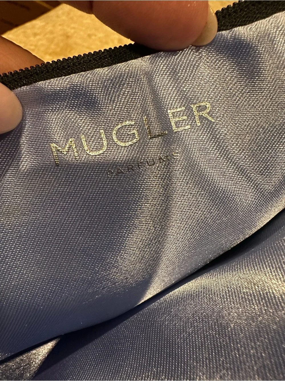 Mugler Black Leather Cosmetic Pouch with Bow Detail